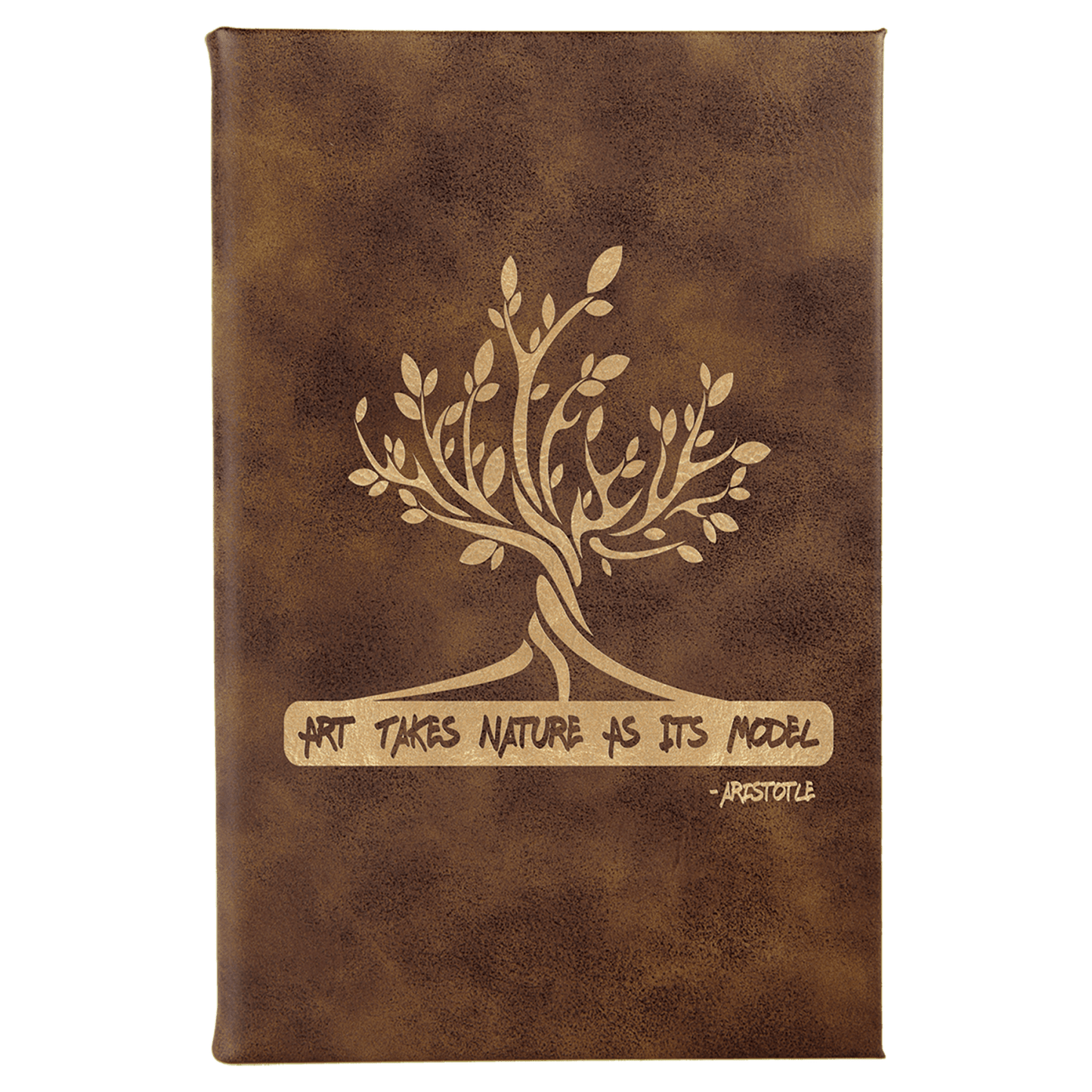 Rustic/Gold Small personalized leatherette sketch book with unlined paper