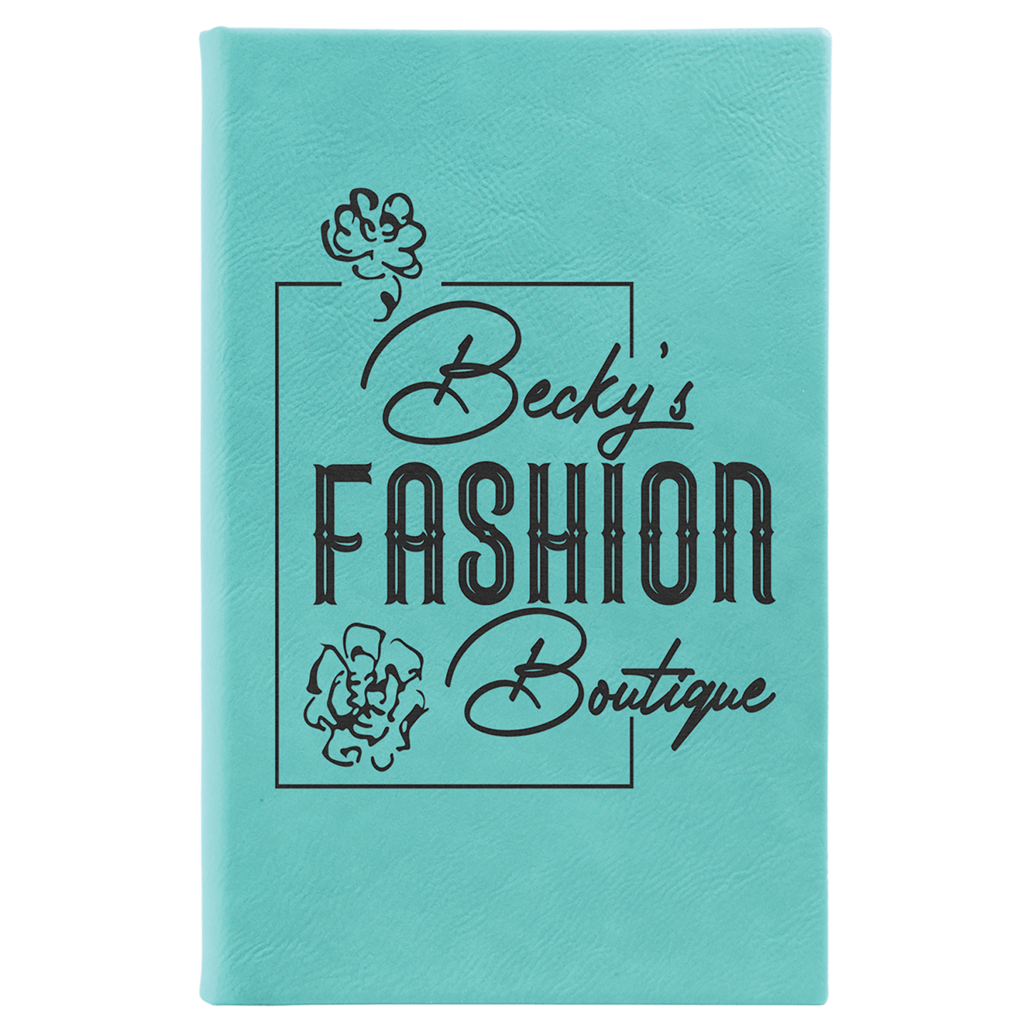 Teal Small personalized leatherette sketch book with unlined paper
