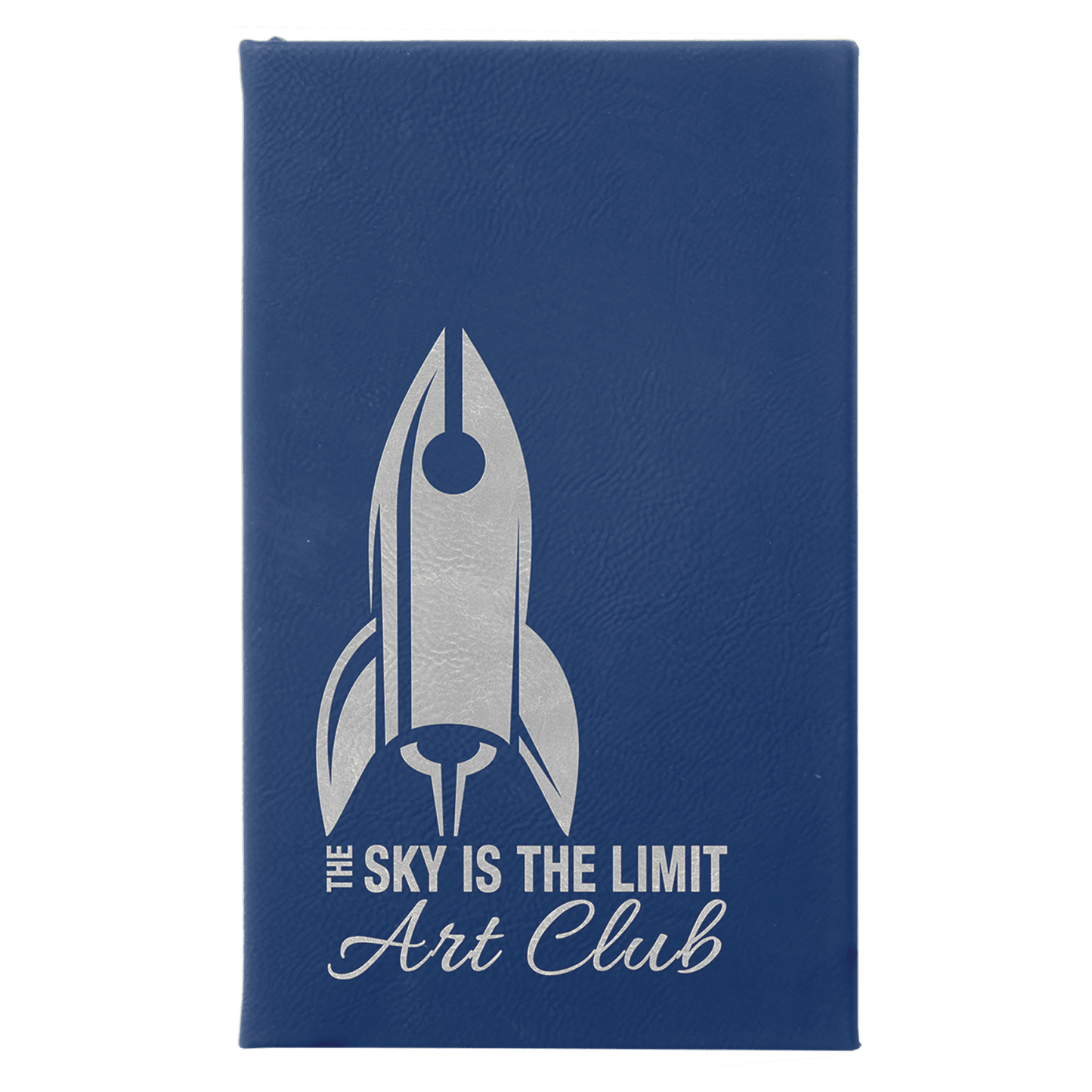 Blue/Silver Small personalized leatherette sketch book with unlined paper