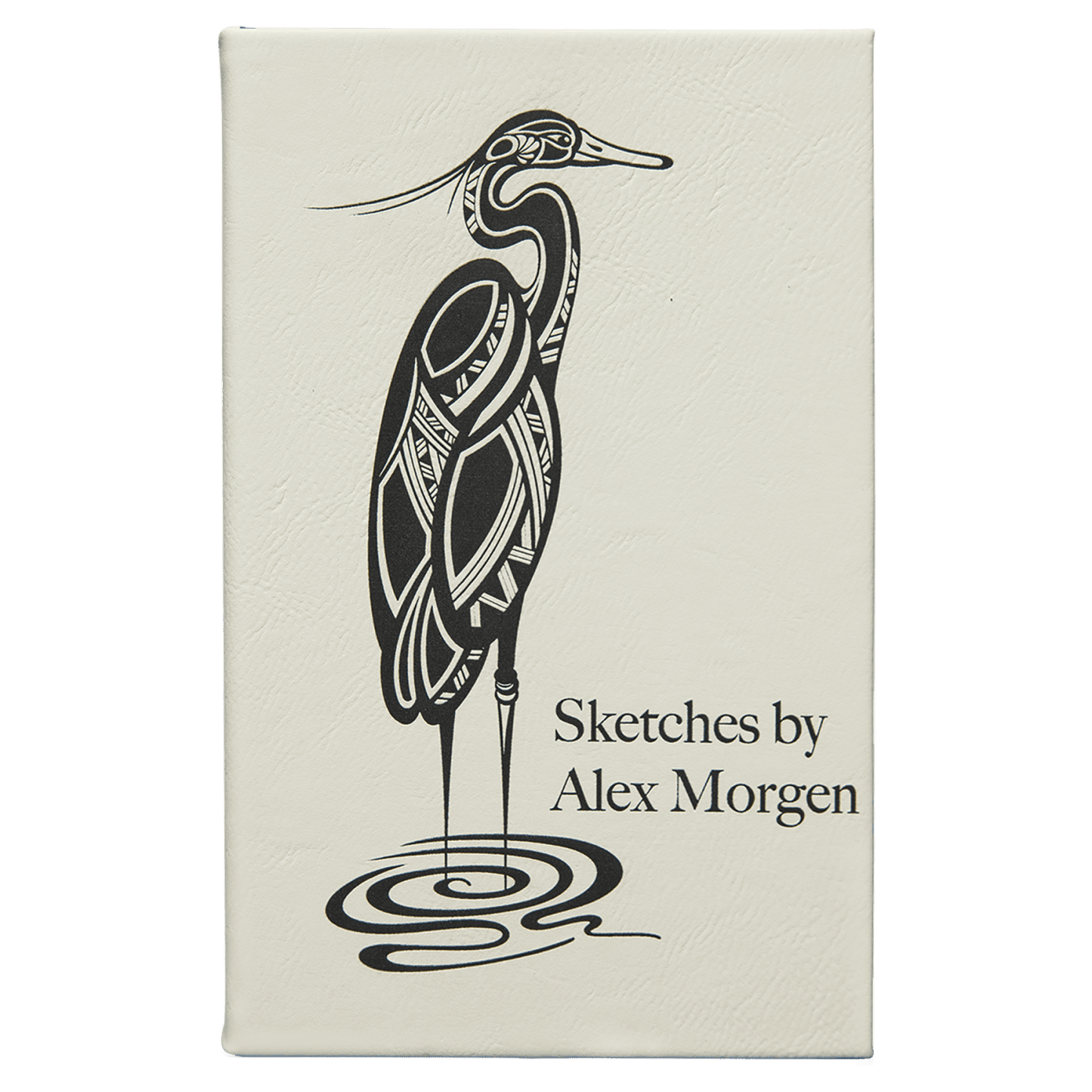 White Small personalized leatherette sketch book with unlined paper