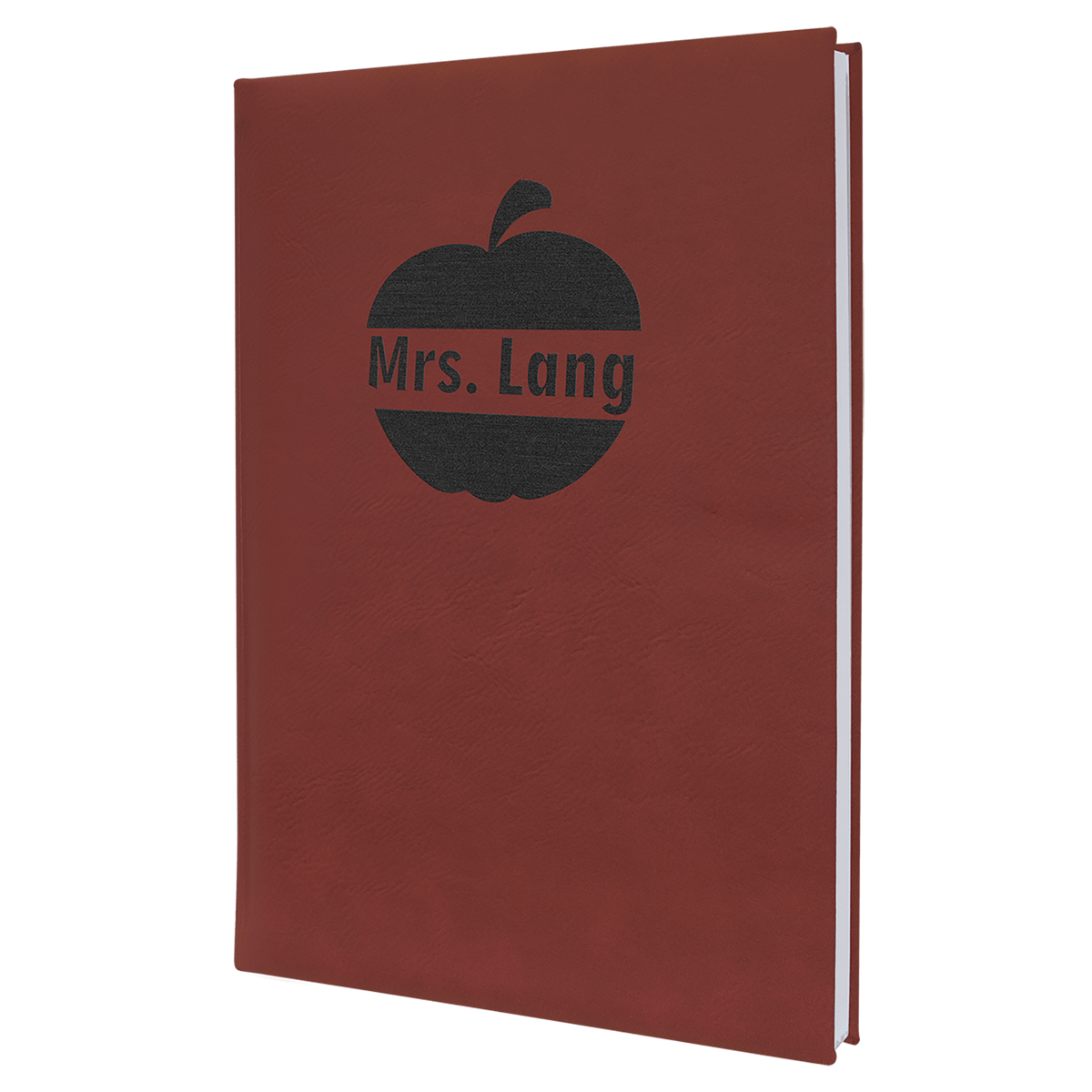 Personalized rosé leatherette journal with lined pages, 7 x 9.75 inch
