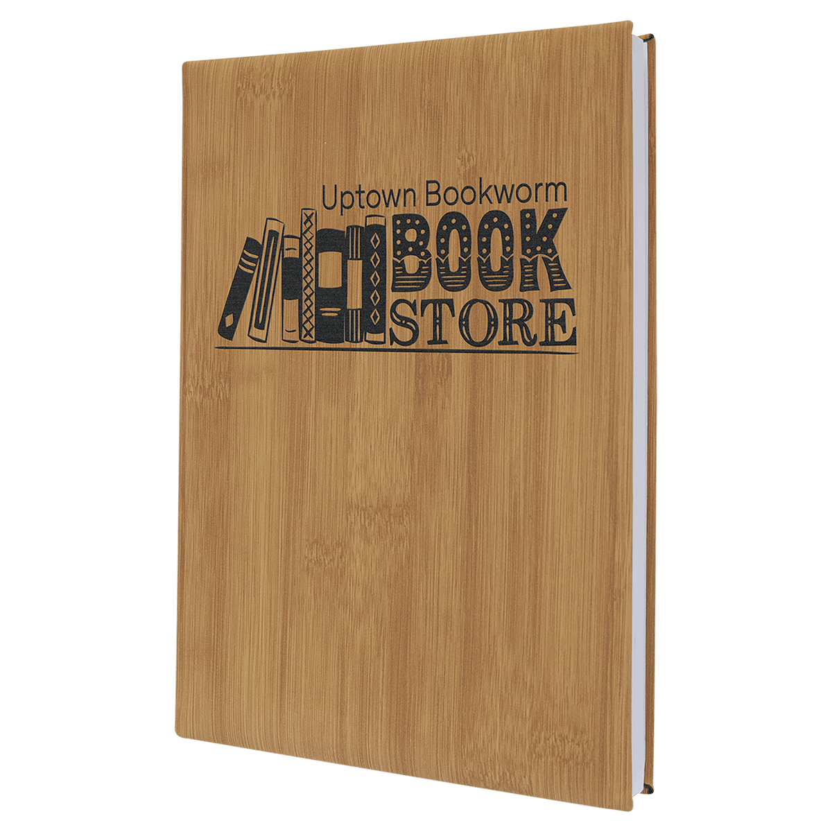 Personalized bamboo leatherette journal with lined pages, 7 x 9.75 inch