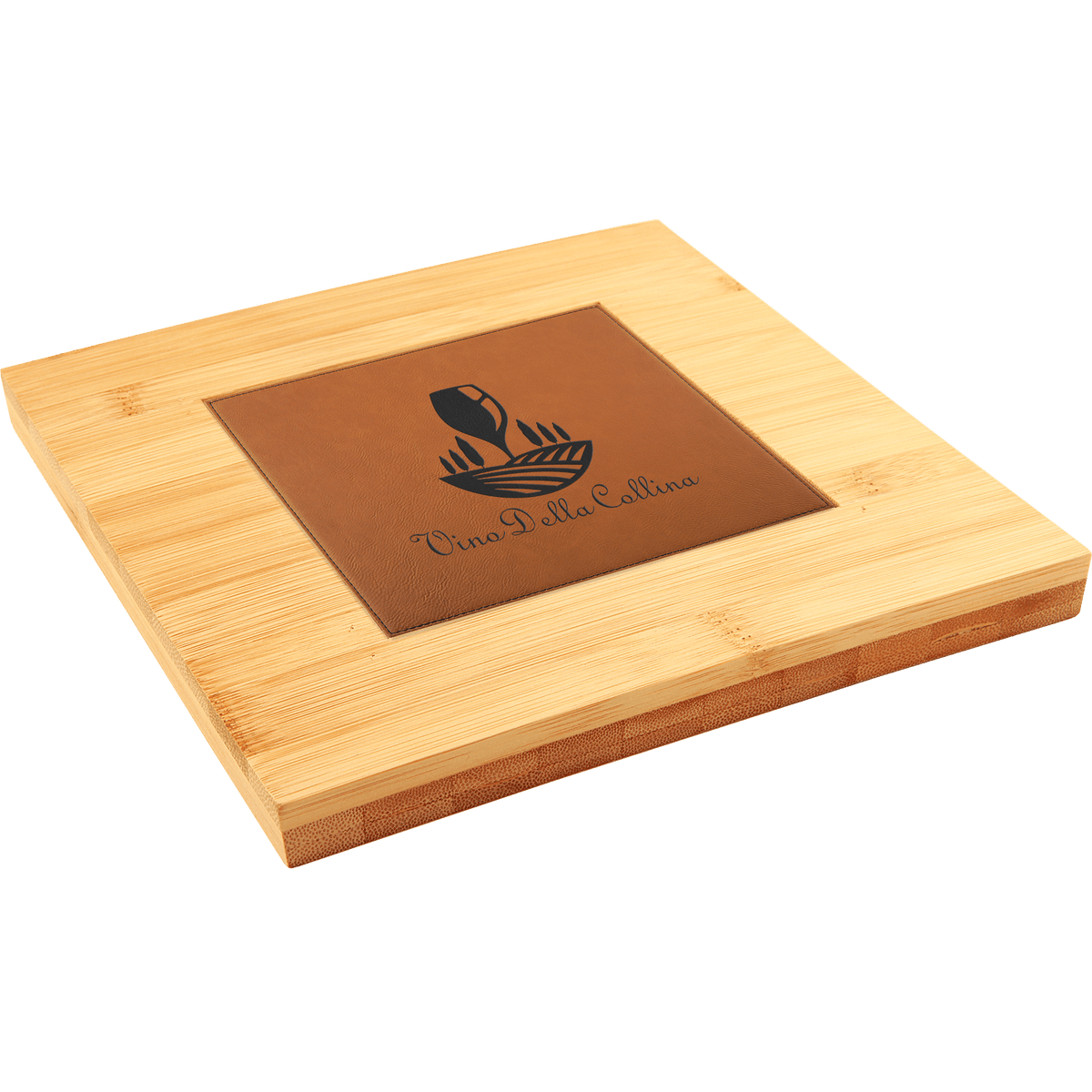 Personalized 7.25 inch bamboo trivet with recessed tile area