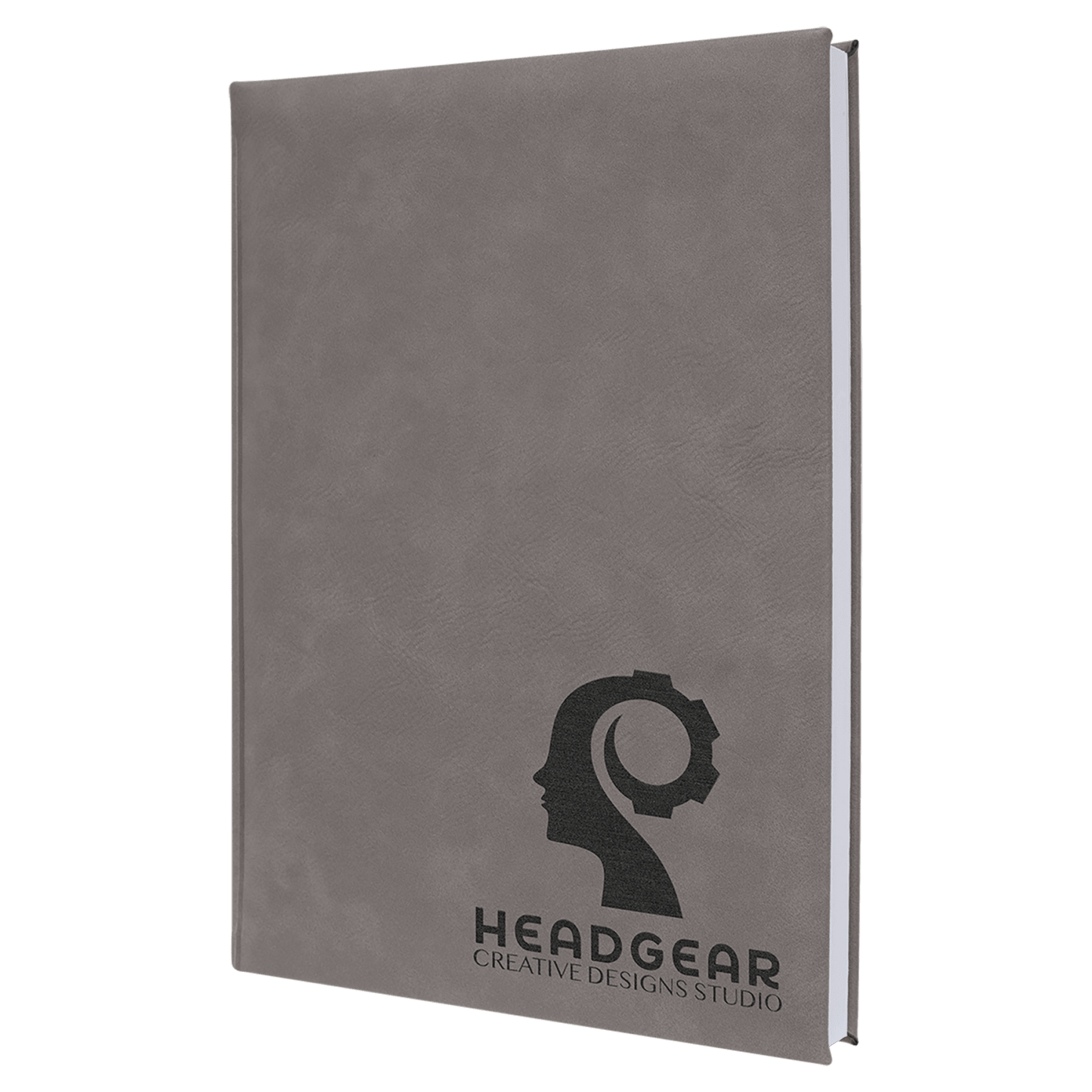 Gray Large personalized leatherette sketch book with unlined paper