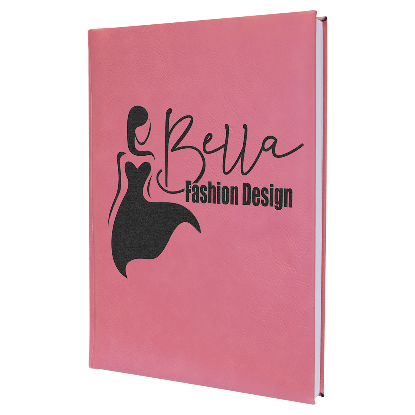 Pink Large personalized leatherette sketch book with unlined paper