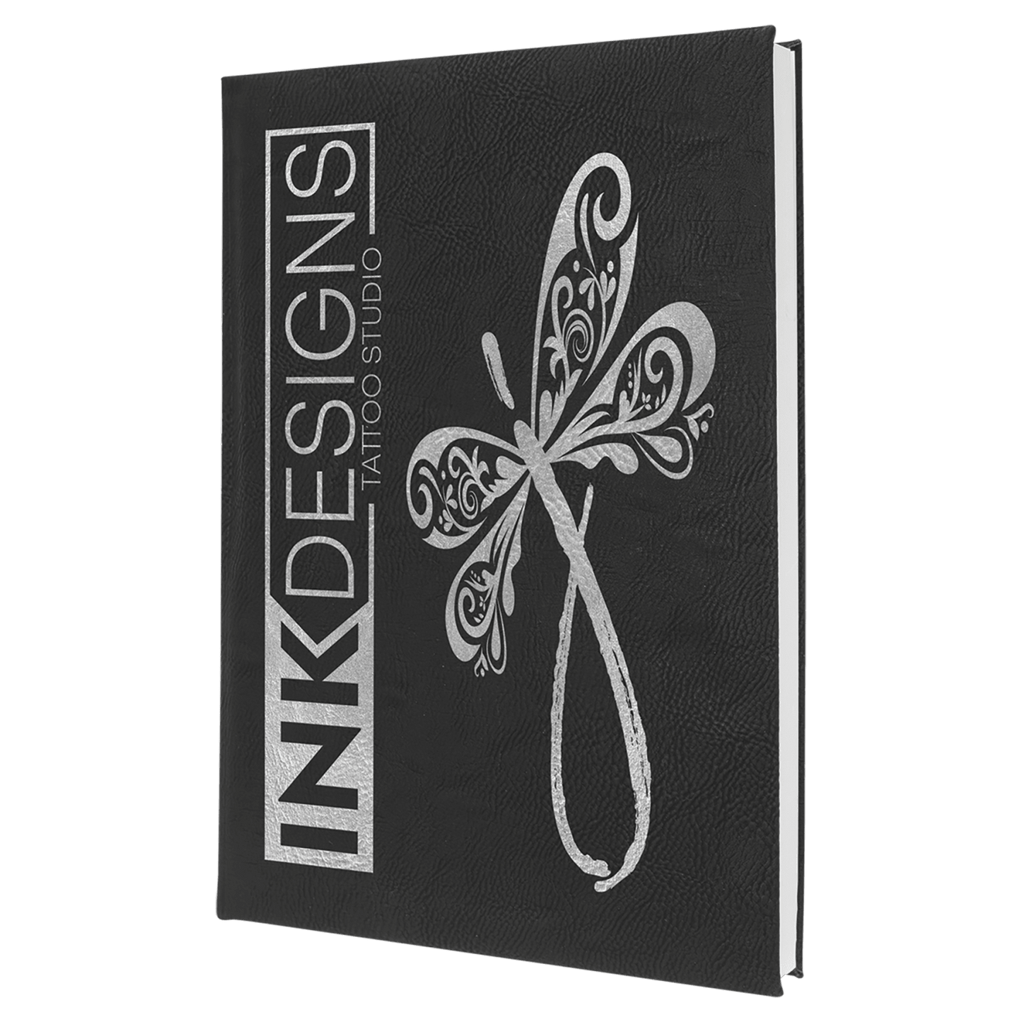 Black/Silver Large personalized leatherette sketch book with unlined paper