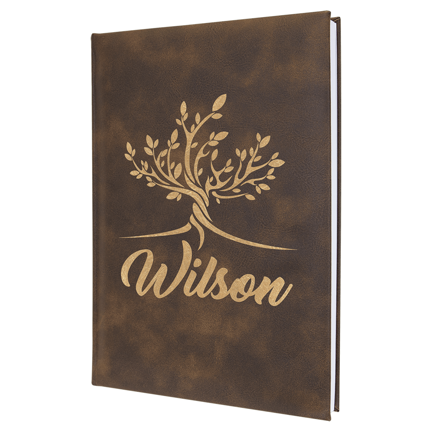 Rustic/Gold Large personalized leatherette sketch book with unlined paper