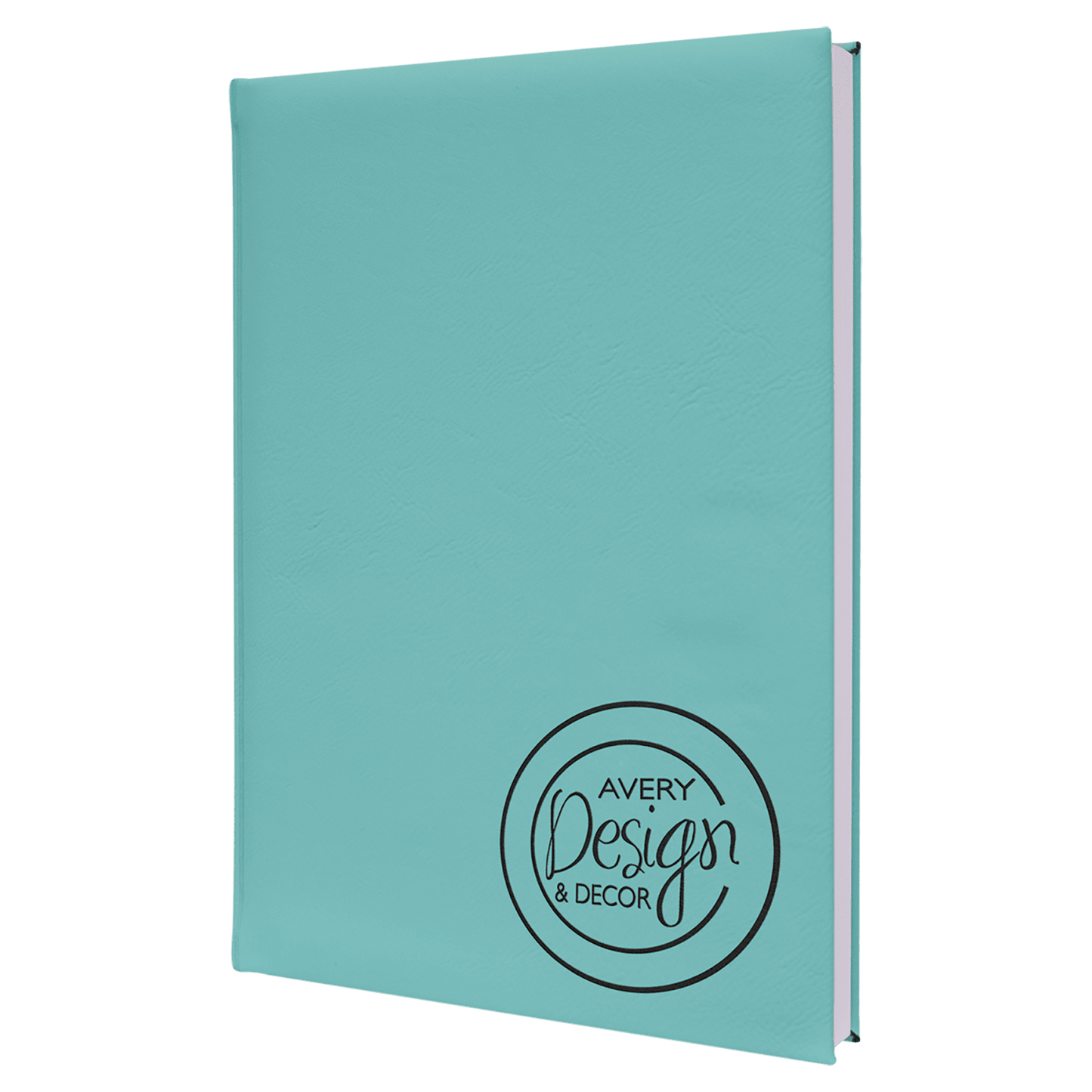 Teal Large personalized leatherette sketch book with unlined paper