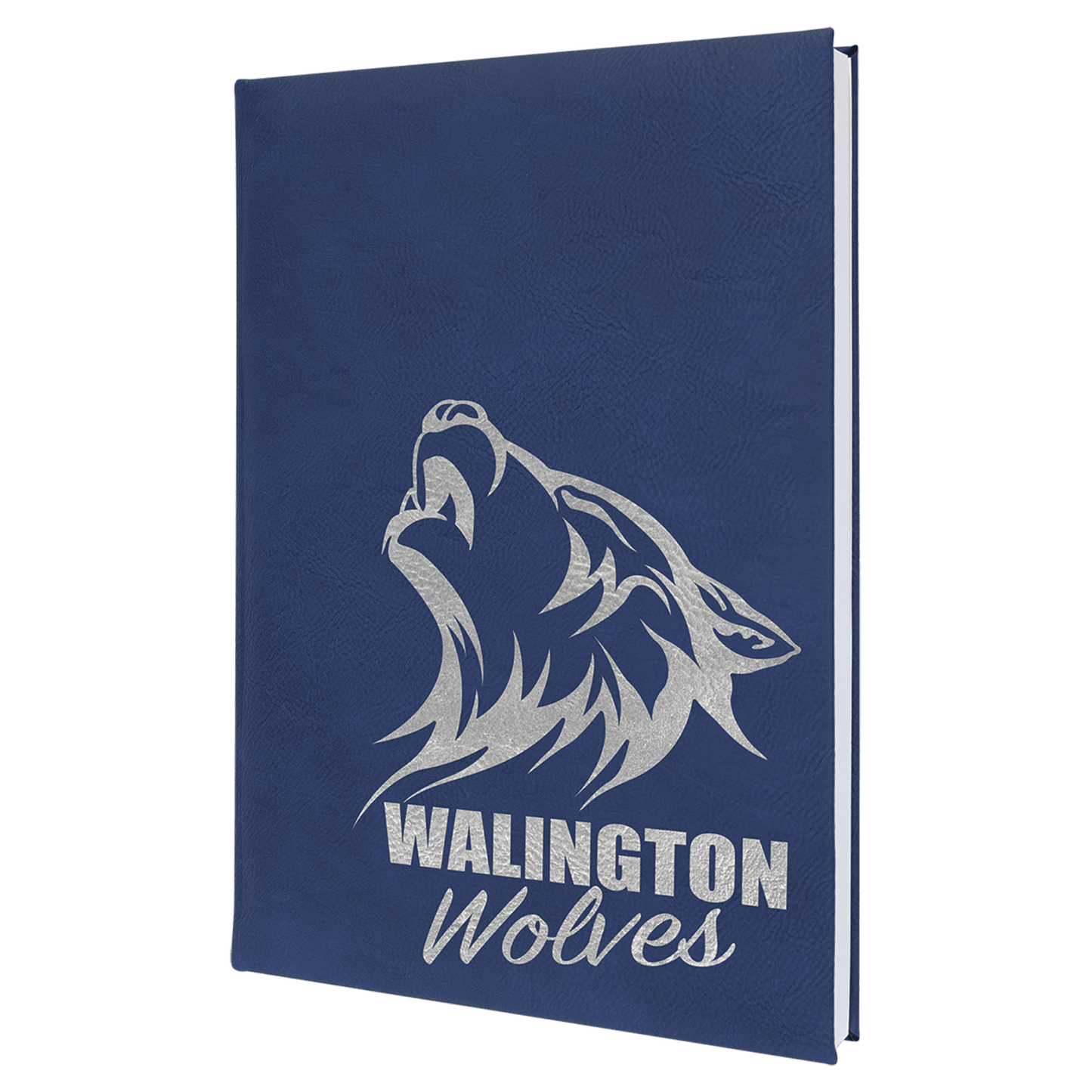 Blue/Silver Large personalized leatherette sketch book with unlined paper