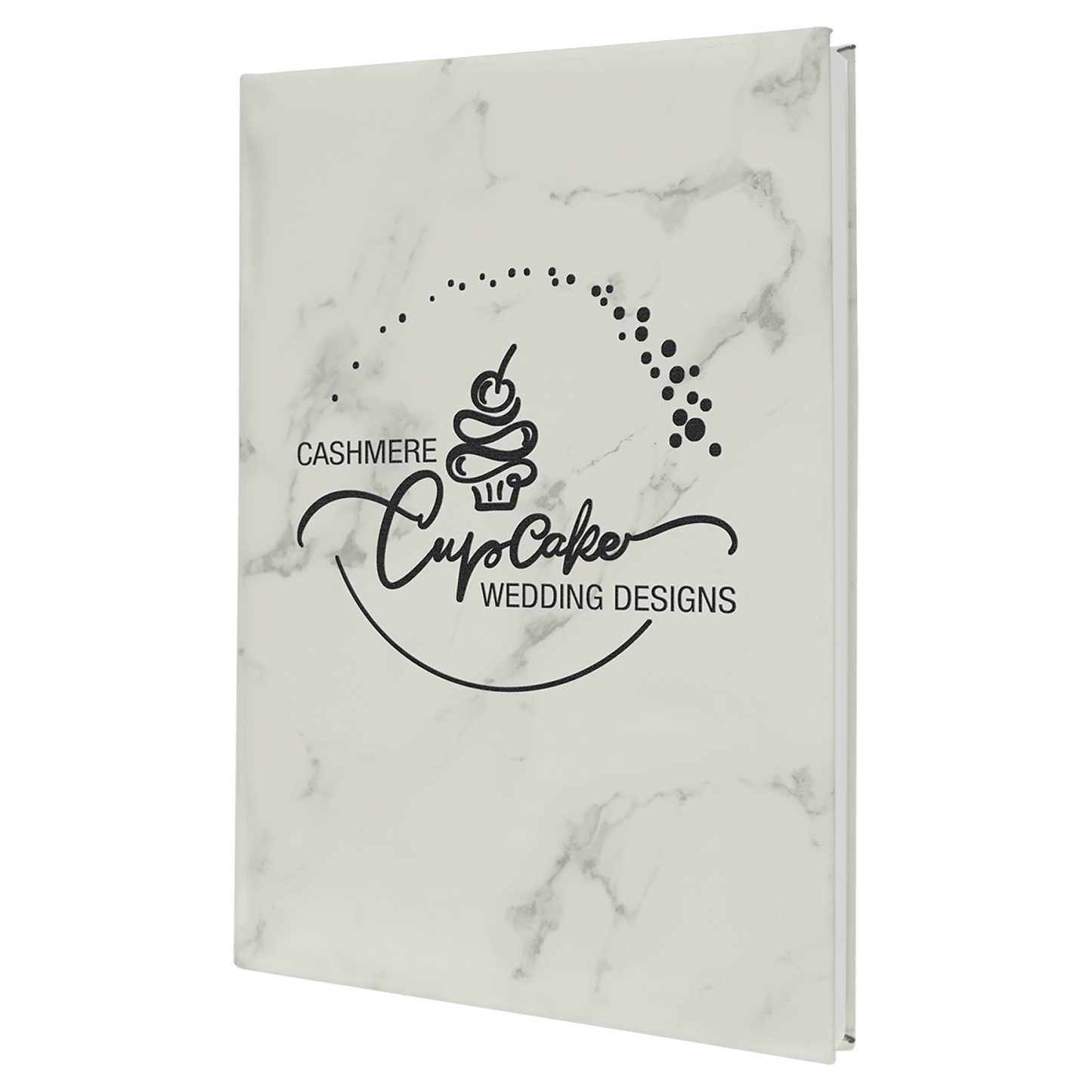 White Marble Large personalized leatherette sketch book with unlined paper
