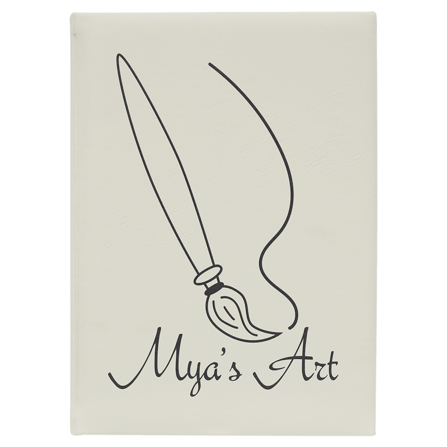 White Large personalized leatherette sketch book with unlined paper
