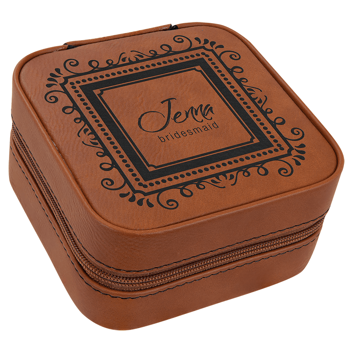 Personalized rawhide leatherette travel jewelry box