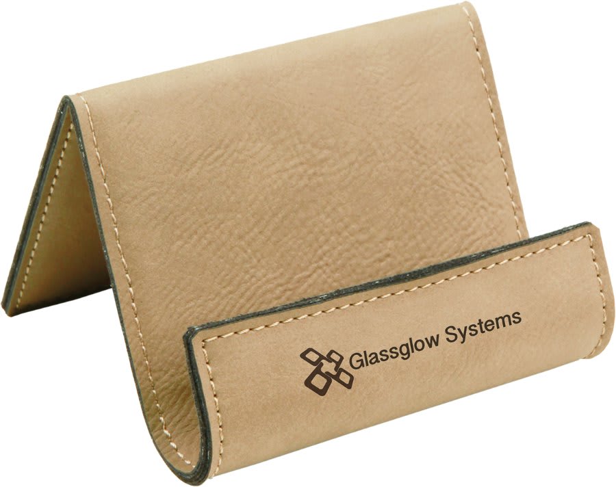 Light Brown Leatherette Card Holder Easel