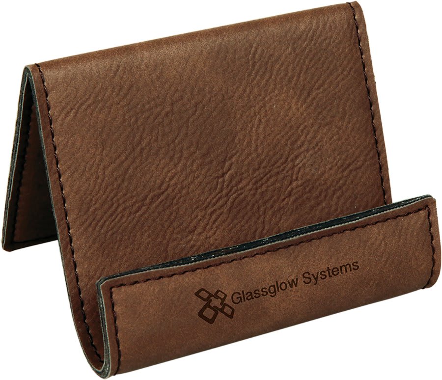 Dark Brown Leatherette Card Holder Easel