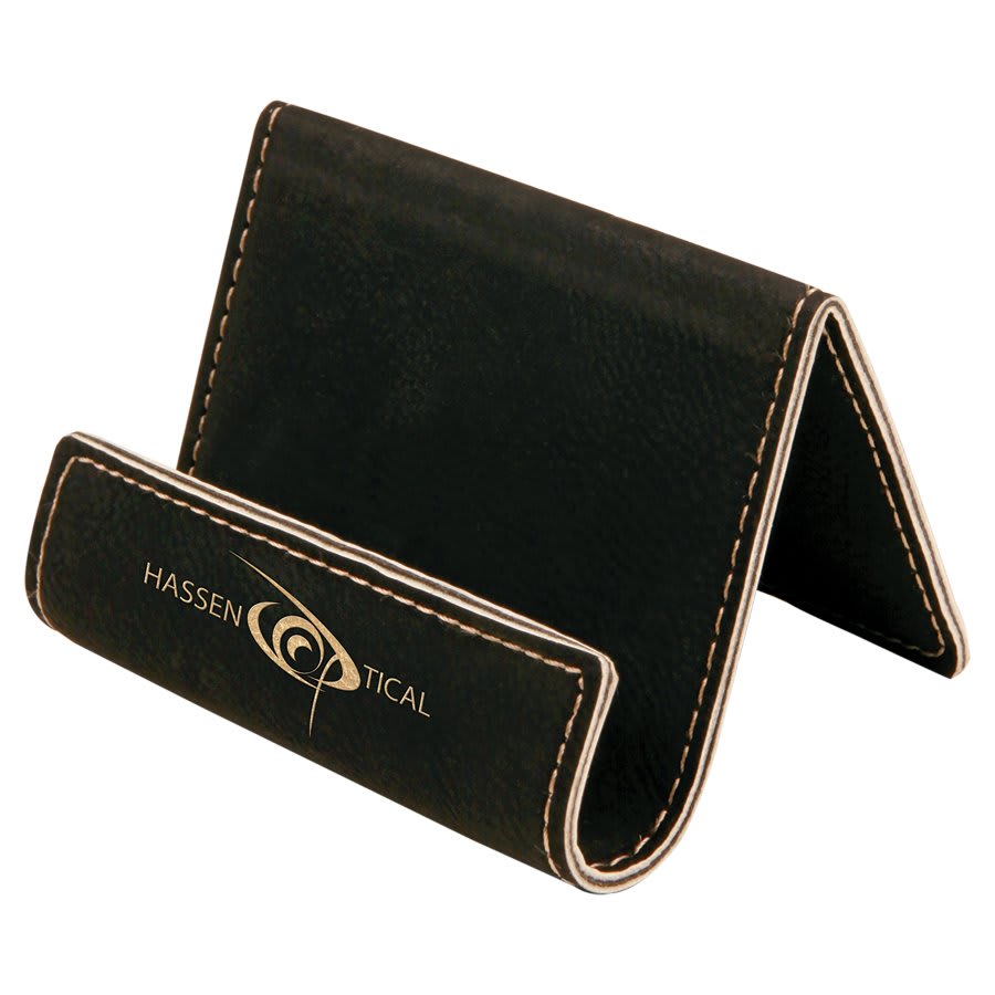 Black/Gold Leatherette Card Holder Easel