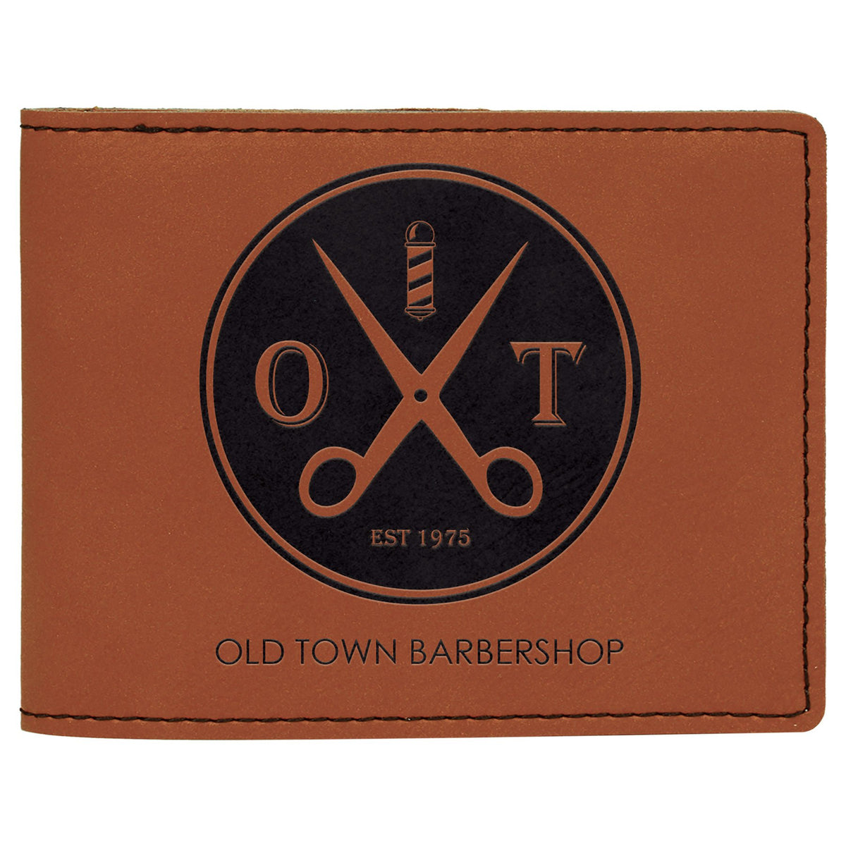 Personalized rawhide leatherette bifold wallet