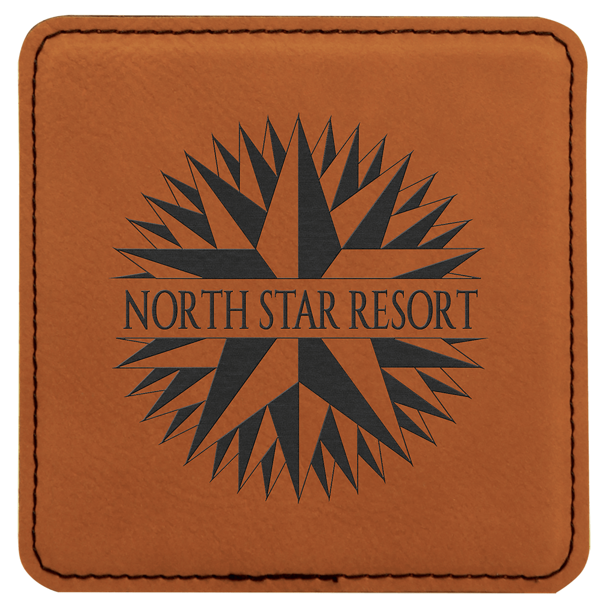 Personalized 4 inch square rawhide leatherette coaster