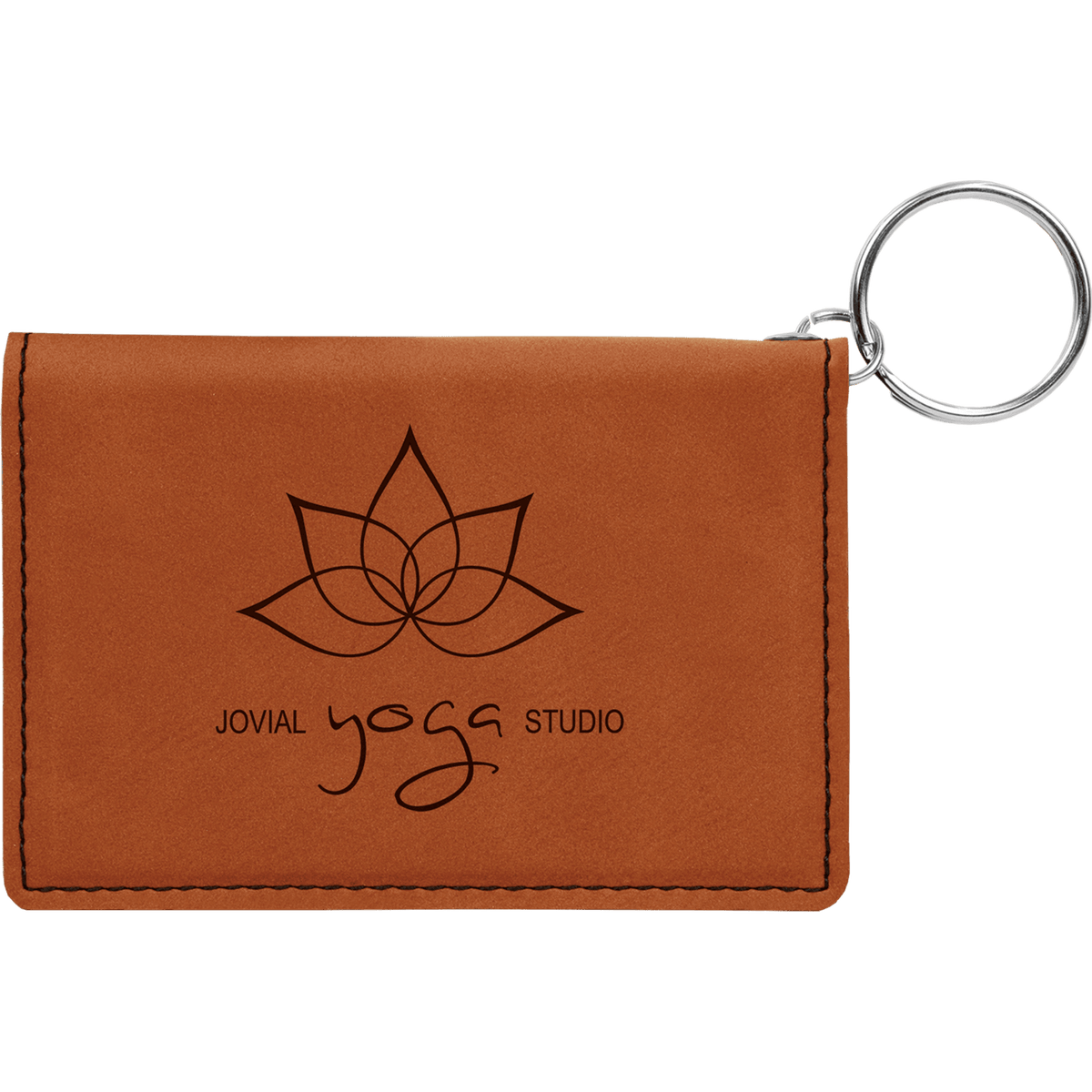 Personalized rawhide leatherette ID holder keychain