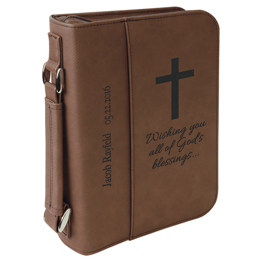 Dark Brown Leatherette Zippered Bible & Book Cover, 6¾" x 9¼"