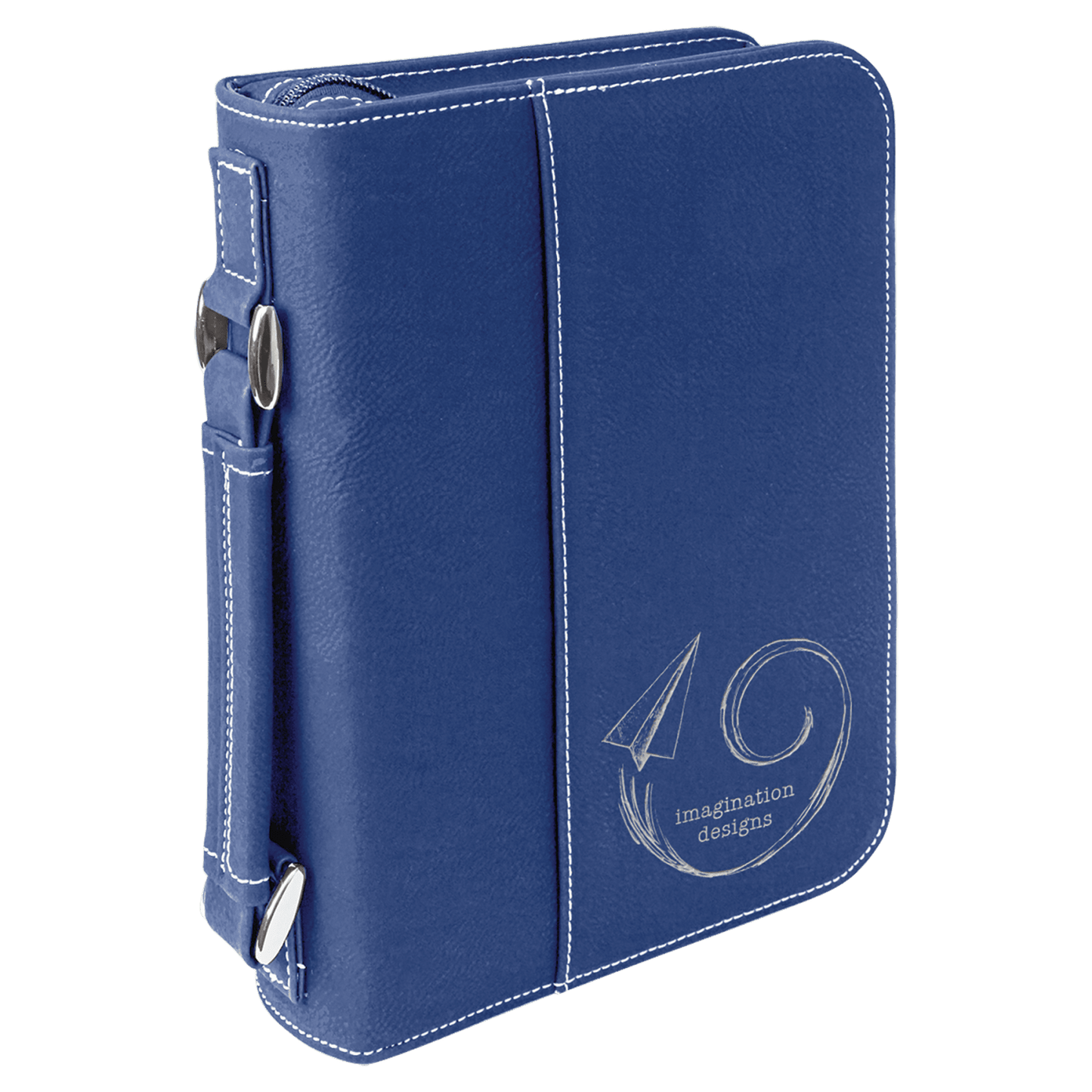 Blue/Silver Leatherette Zippered Bible & Book Cover, 6¾" x 9¼"