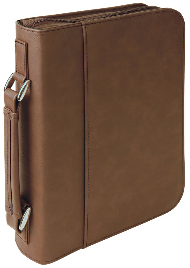Dark Brown Leatherette Zippered Bible & Book Cover, 7½" x 10¾"