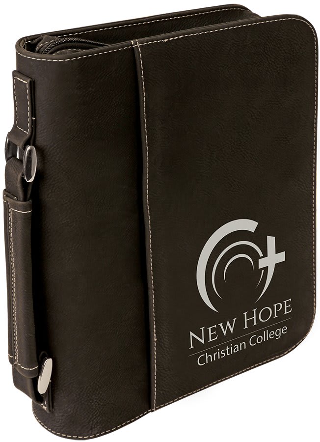 Black/Silver Leatherette Zippered Bible & Book Cover, 7½" x 10¾"