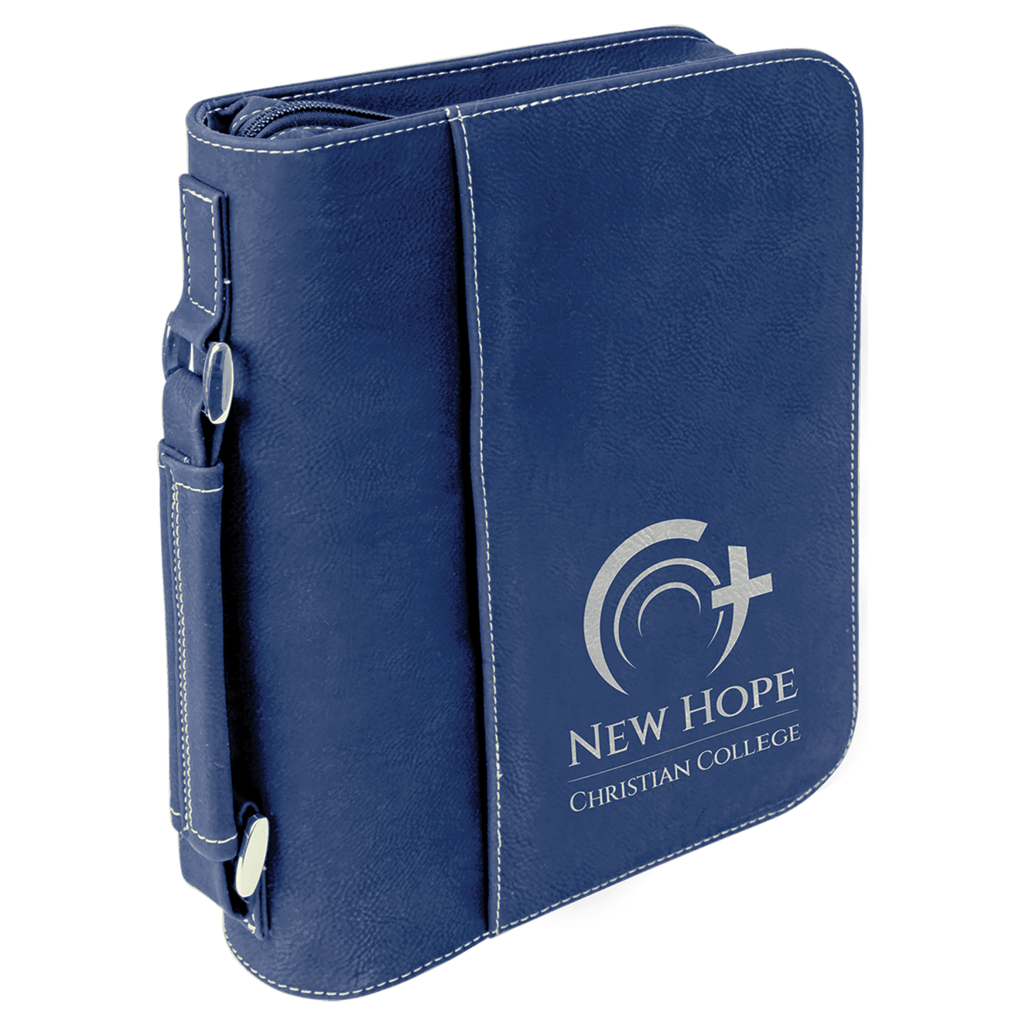 Blue/Silver Leatherette Zippered Bible & Book Cover, 7½" x 10¾"