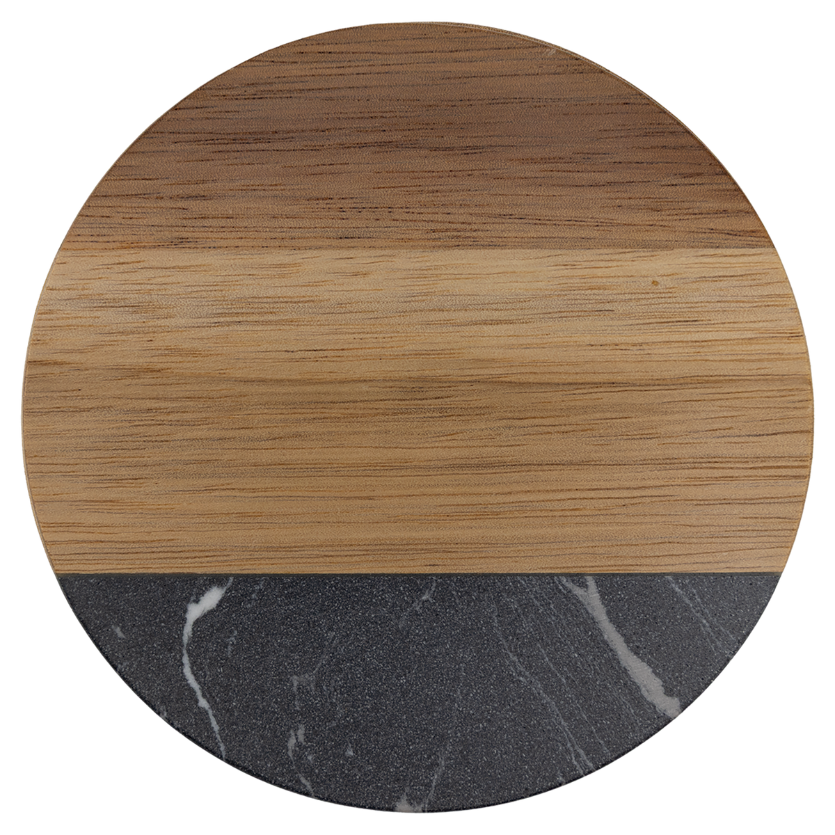 Round acacia wood coaster with black marble accent