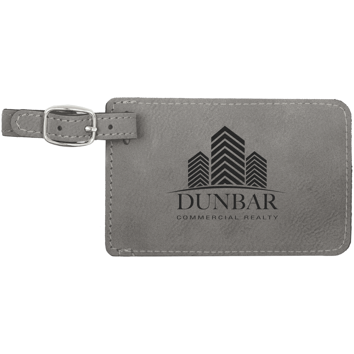 Personalized gray leatherette luggage tag