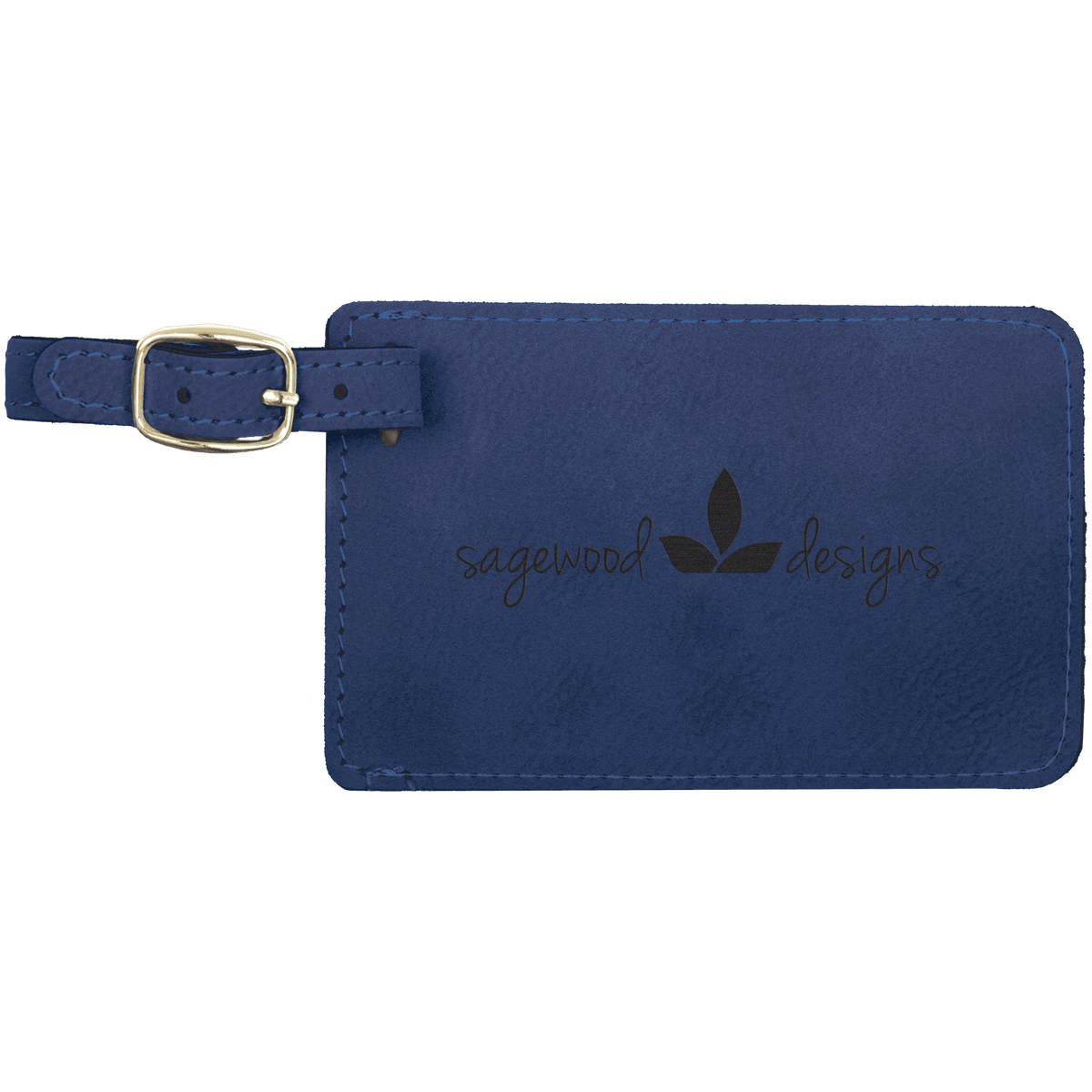 Personalized blue leatherette luggage tag