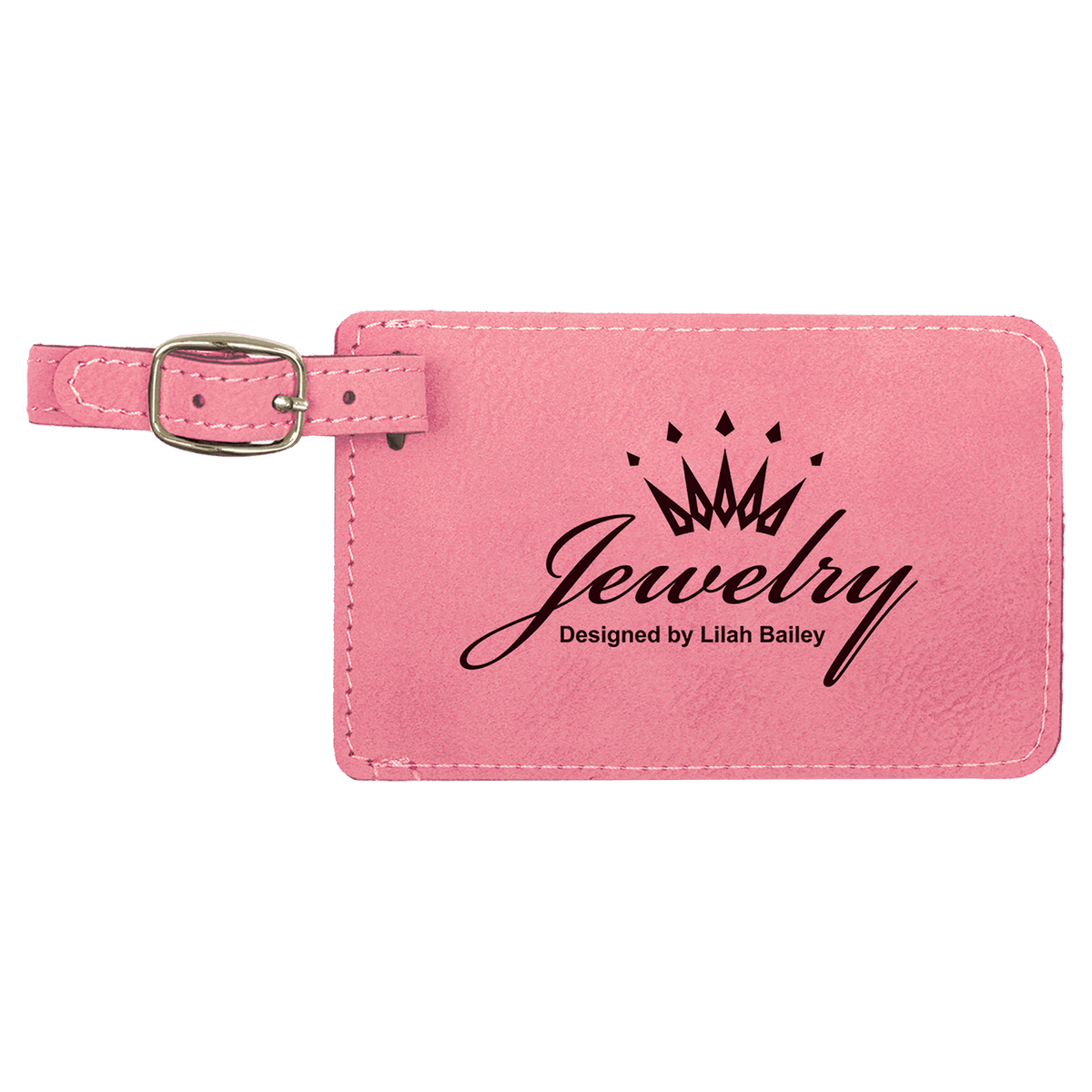 Personalized pink leatherette luggage tag