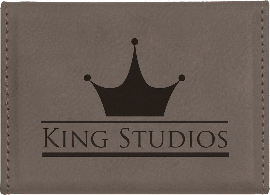 Gray Leatherette Business Card Holder