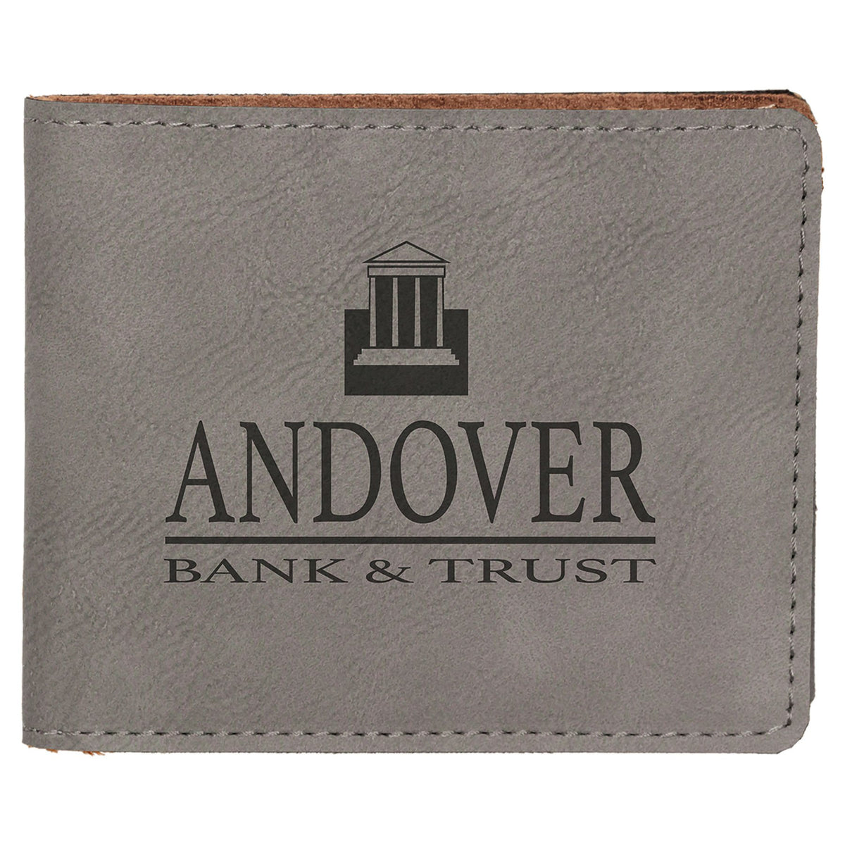 Personalized gray leatherette bifold wallet