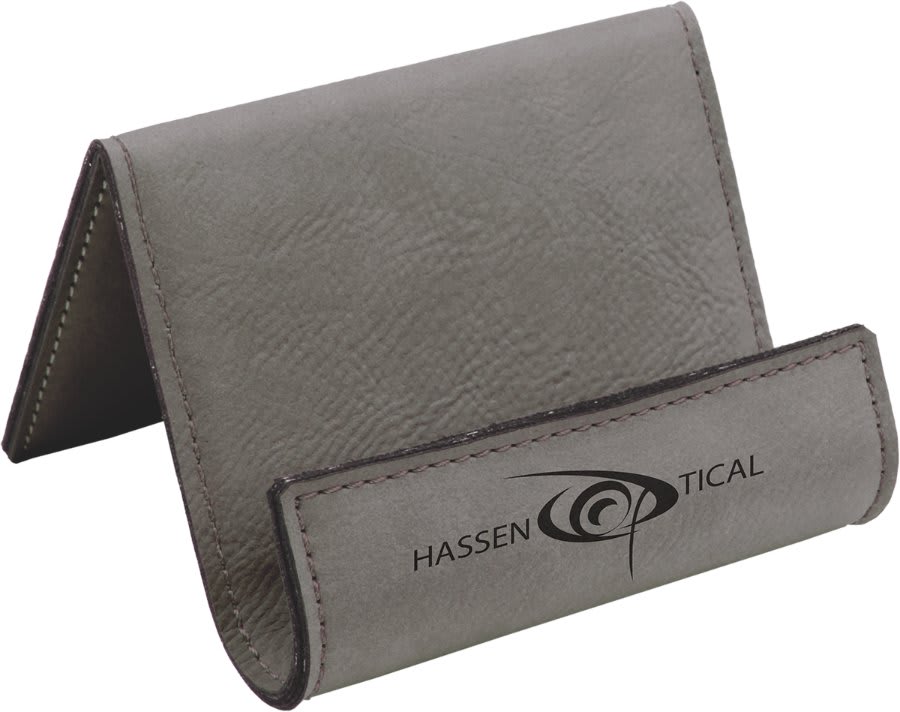Gray Leatherette Card Holder Easel