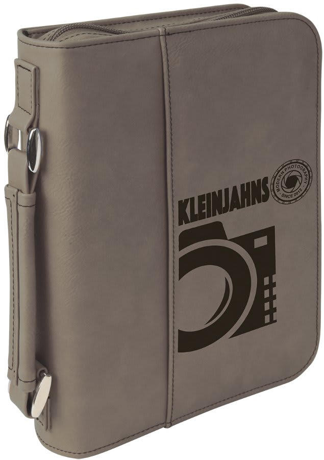 Gray Leatherette Zippered Bible & Book Cover, 6¾" x 9¼"