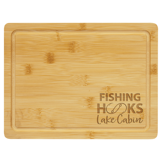 Personalized bamboo cutting board with juice groove, 11½ x 8¾ inches, engraved