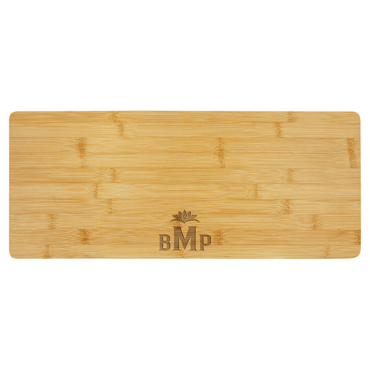 19¾″ × 8″ personalized bamboo charcuterie board