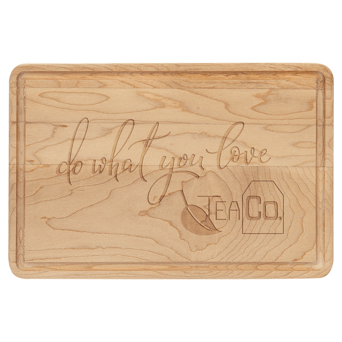 Small 9″ × 6″ personalized maple cutting board with juice groove