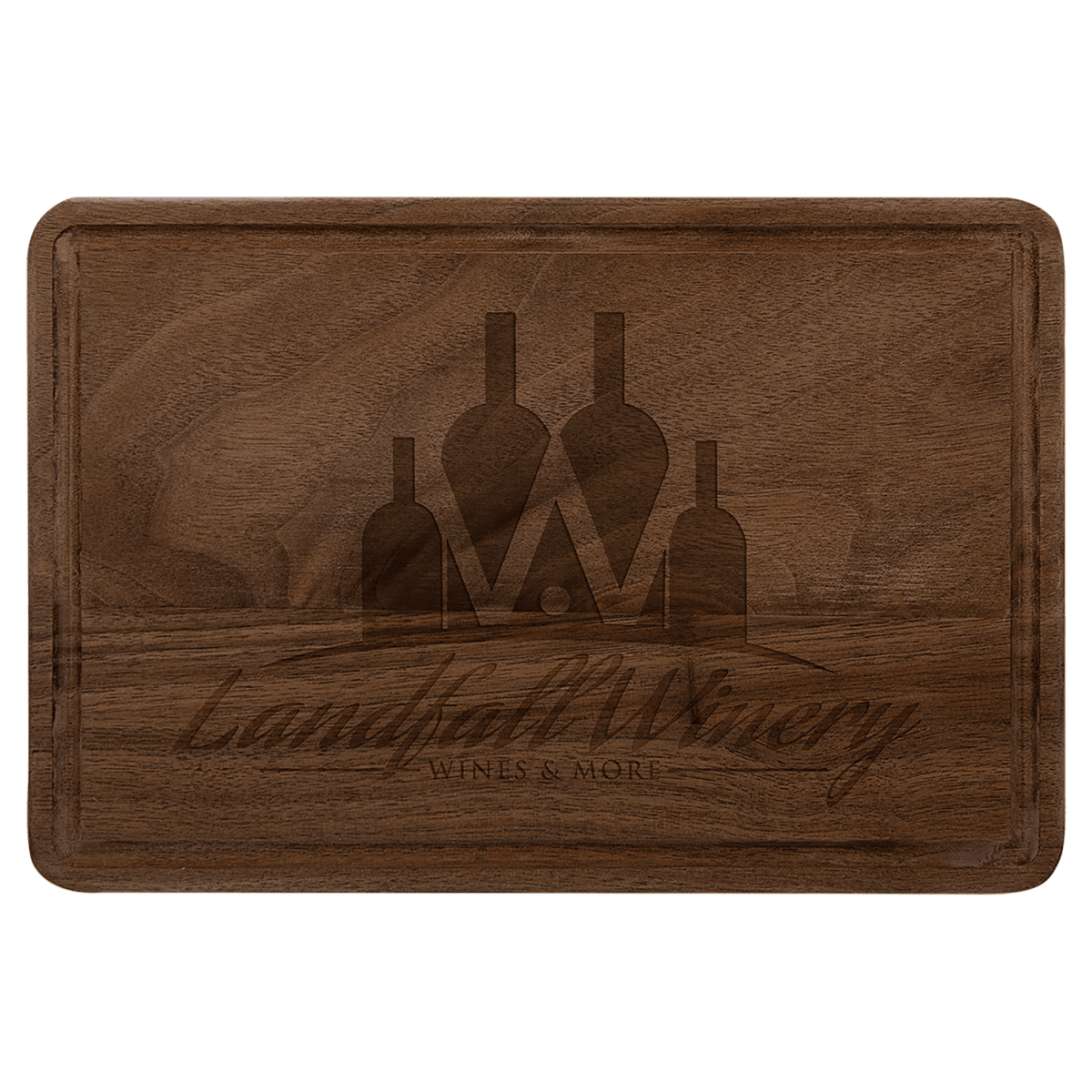Small 9″ × 6″ personalized walnut cutting board with juice groove