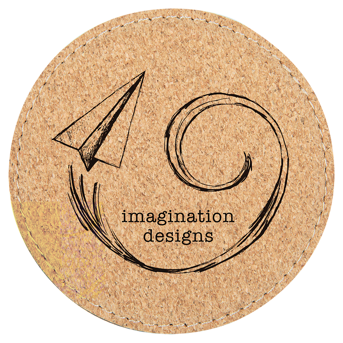 Personalized 4 inch round cork leatherette coaster