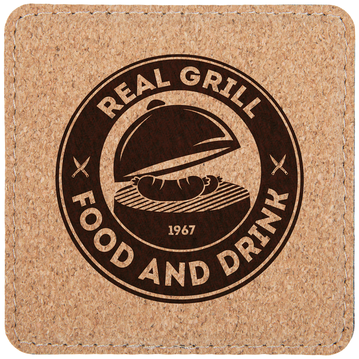 Personalized 4 inch square cork leatherette coaster