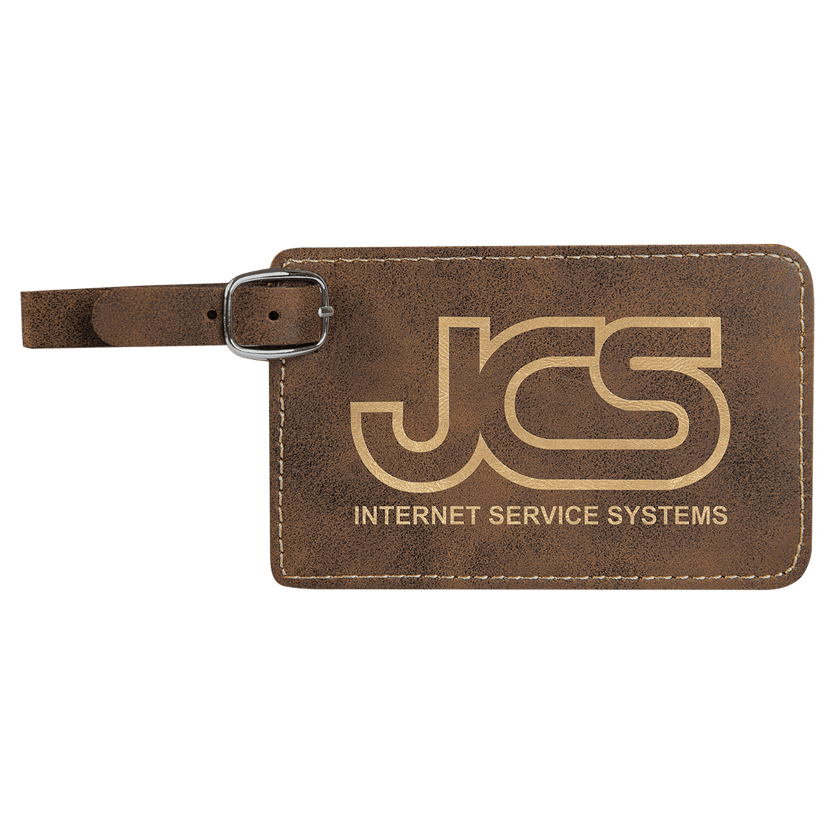 Personalized rustic/gold leatherette luggage tag