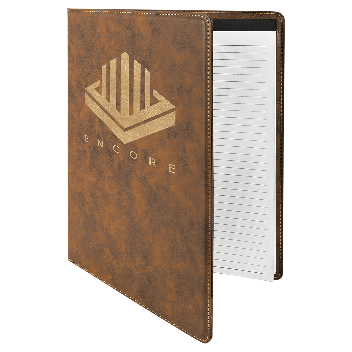 Rustic/Gold leatherette portfolio with notepad