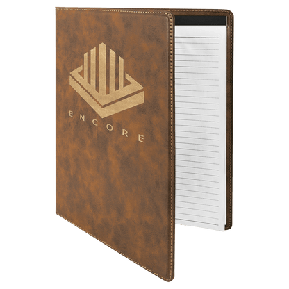 Rustic/Gold leatherette portfolio with notepad