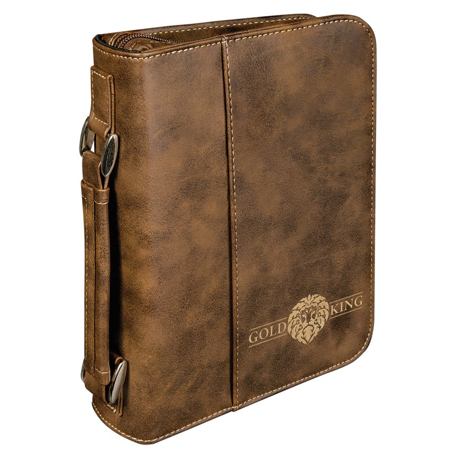 Rustic/Gold Leatherette Zippered Bible & Book Cover, 6¾" x 9¼"