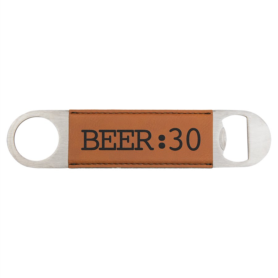 Personalized rawhide leatherette 7 inch bottle opener