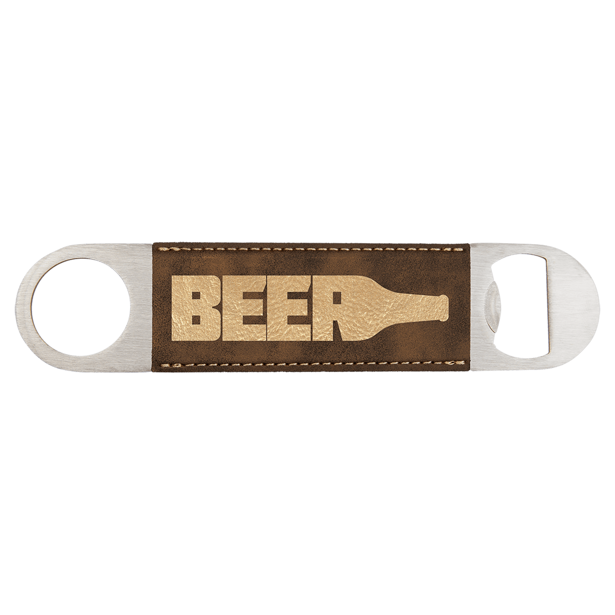 Personalized rustic/gold leatherette 7 inch bottle opener
