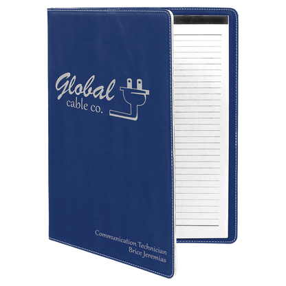 Blue/Silver leatherette portfolio with notepad