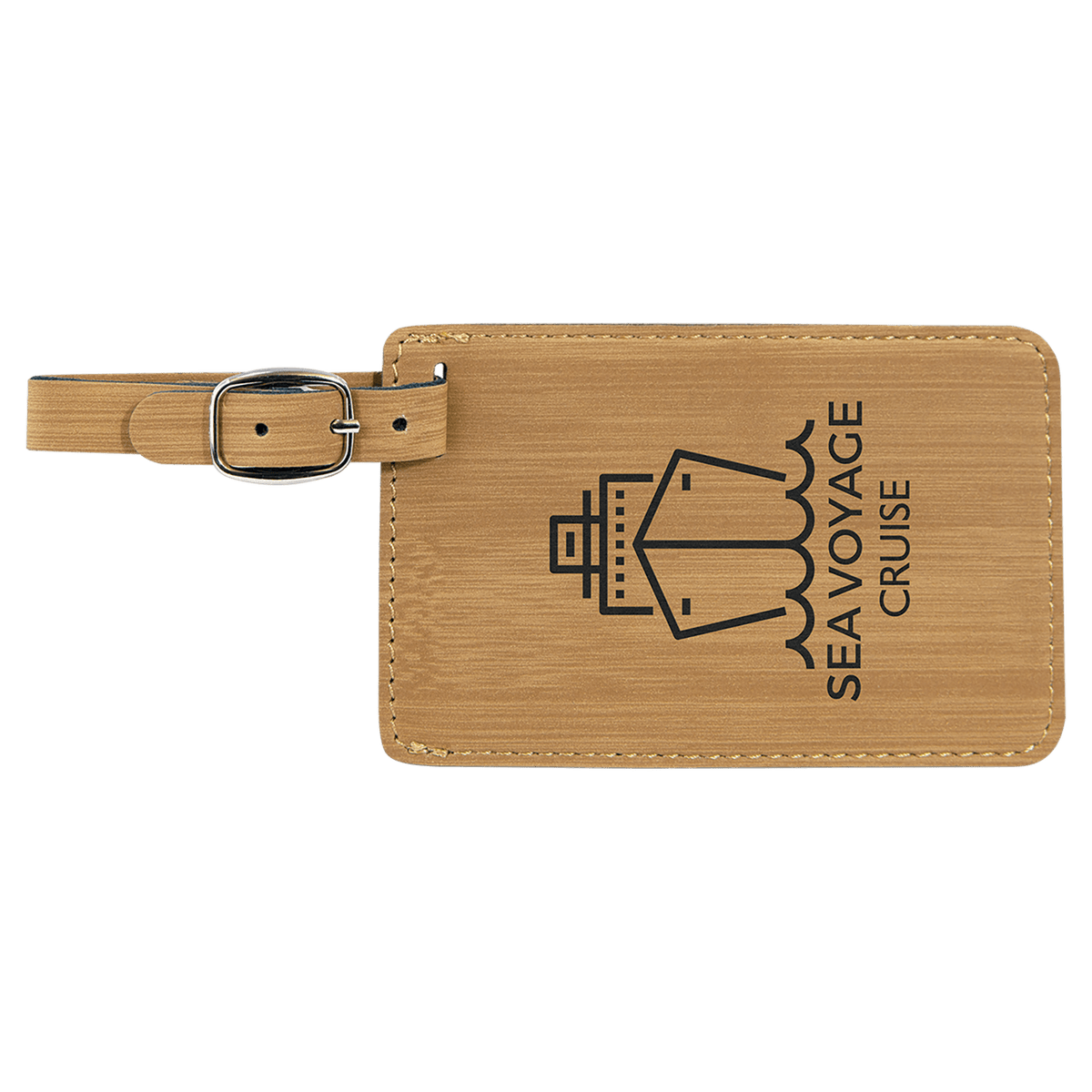 Personalized bamboo leatherette luggage tag