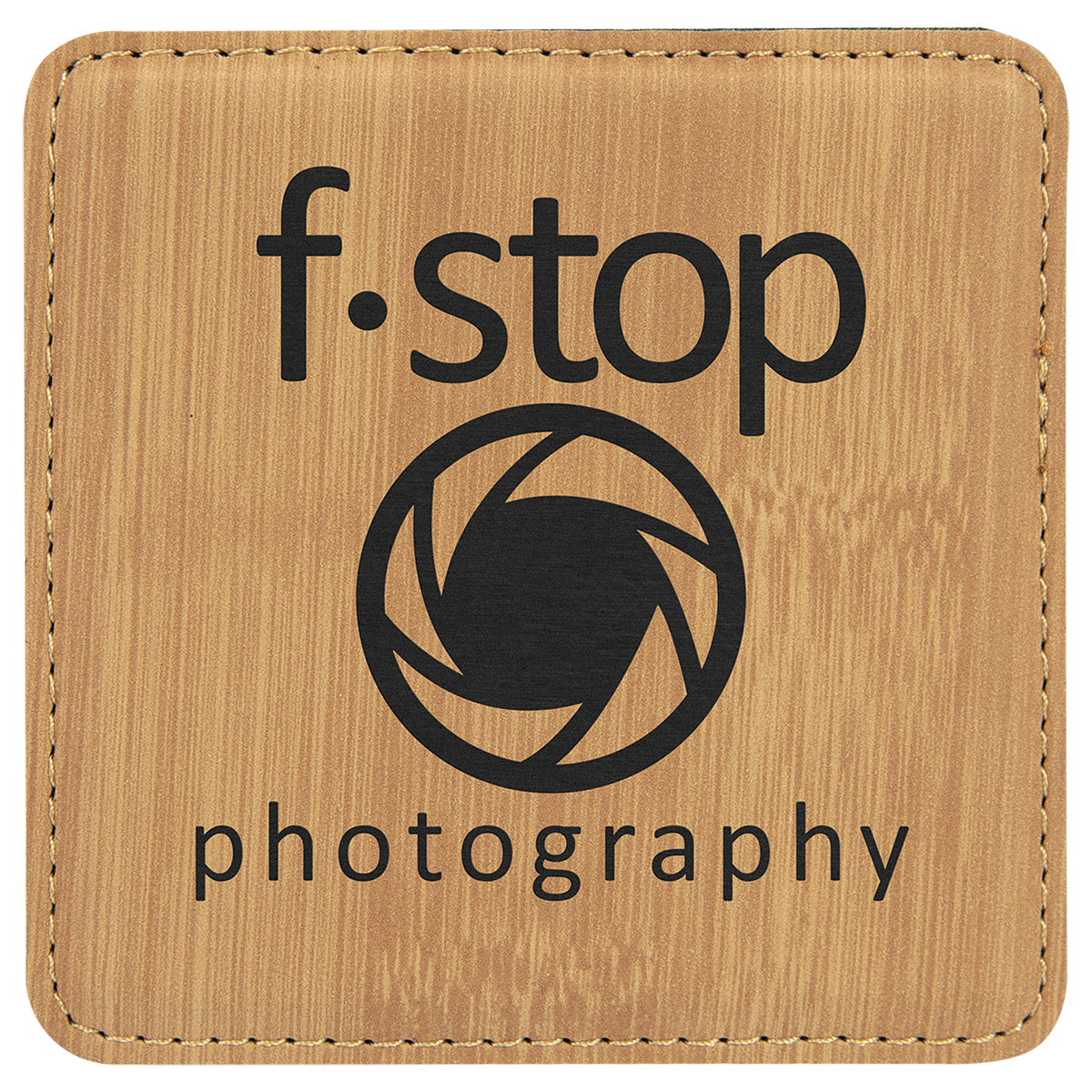 Personalized 4 inch square bamboo leatherette coaster